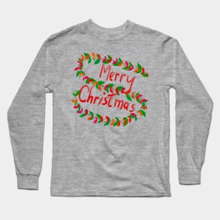 Leafy Merry Christmas Long Sleeve T-Shirt